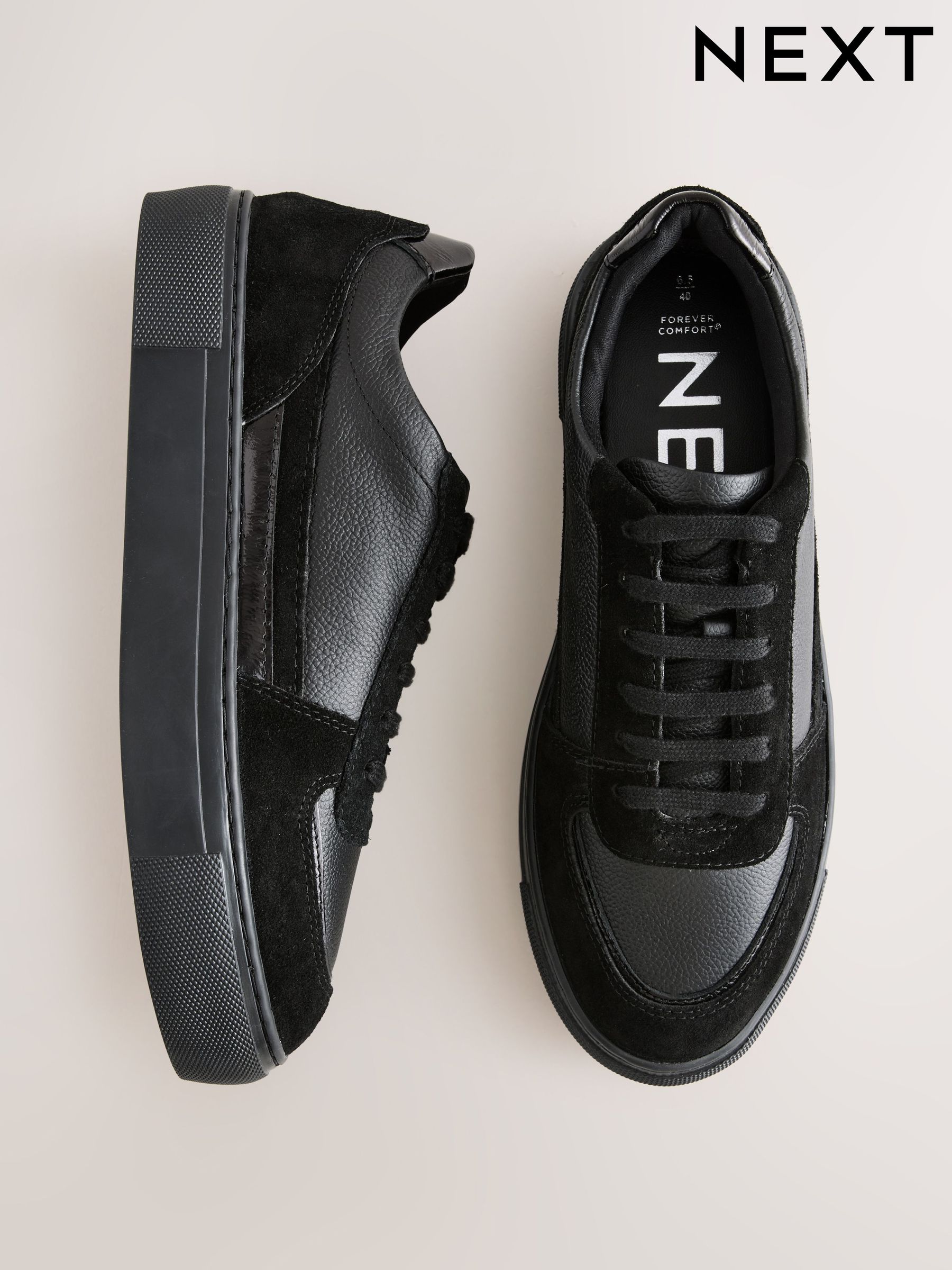 leather black trainers womens