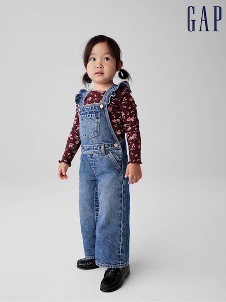 Gap Wide-Leg Square Neck Flutter Sleeve Dungarees (6mths-5yrs) (E97272) | 50 €