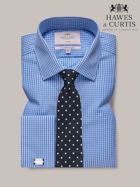 Hawes & Curtis Blue Gingham Check 100% Cotton Shirt (E97302) | AED189