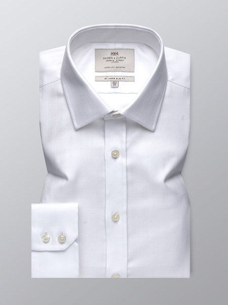Hawes & Curtis Herringbone 100% Cotton White Shirt (E97303) | ‏297‏₪