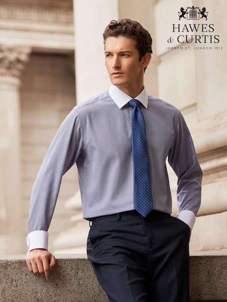 Hawes & Curtis Dogtooth Navy White Shirt (E97308) | 271 LEI