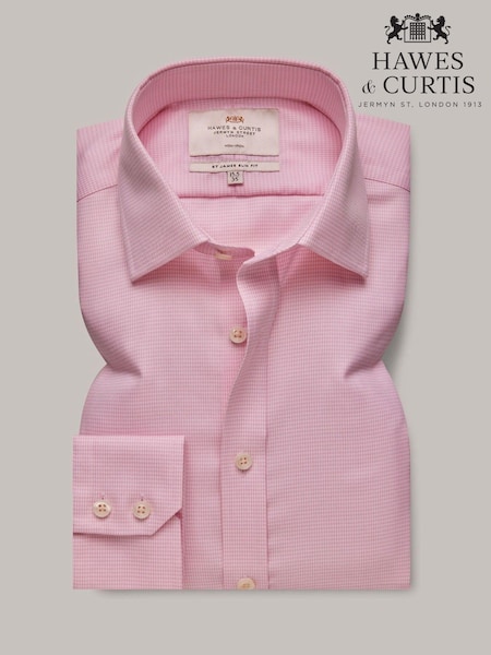 Hawes & Curtis Pink Dogstooth 100% Cotton Shirt (E97313) | €43