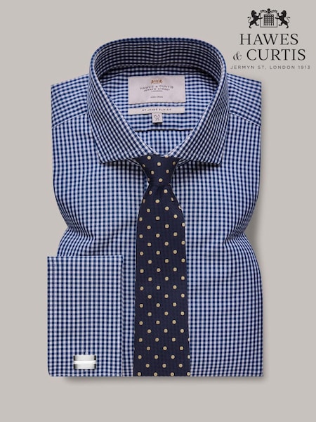 Hawes & Curtis Navy Gingham 100% Cotton Shirt (E97321) | 161 QAR