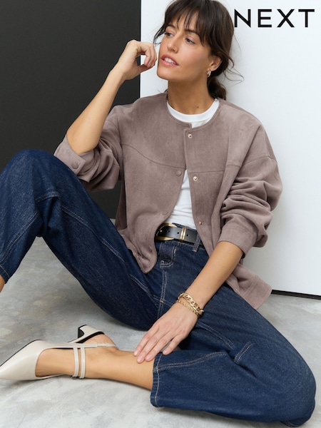 Grey Suedette Bomber Jacket (E97326) | €66