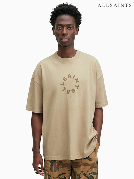 חום - Allsaints Tierra Short Sleeve Crew T-shirt (E97434) | ‏277‏₪