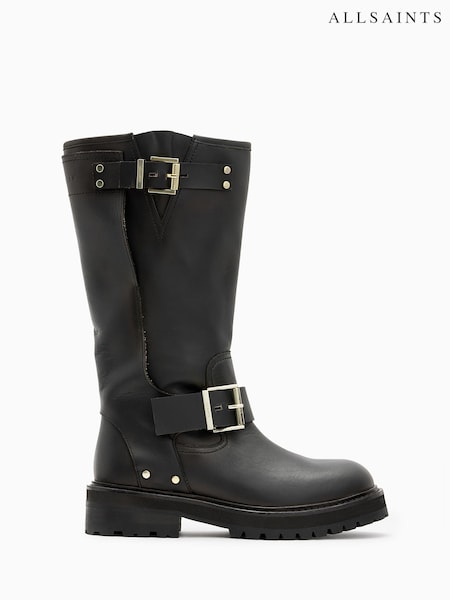 AllSaints Black Tay Biker Boots (E97532) | AED1,741