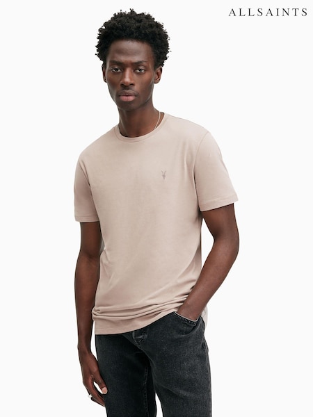 AllSaints Brown Brace Short Sleeve Crew T-Shirt (E97545) | €50