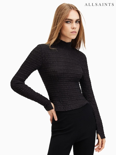 AllSaints Black Connie Francesco Longsleeve T-Shirt (E97609) | OMR16
