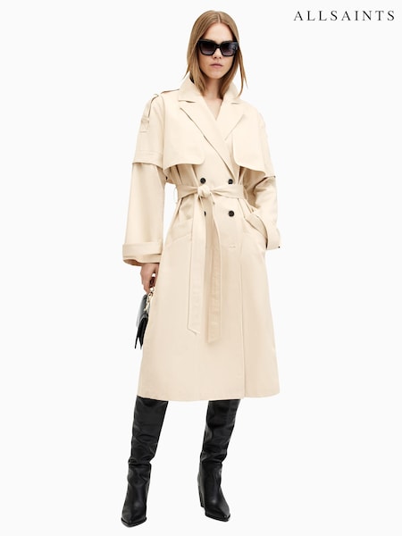 AllSaints White 100% Cotton Clyde Trench Coat (E97670) | €224