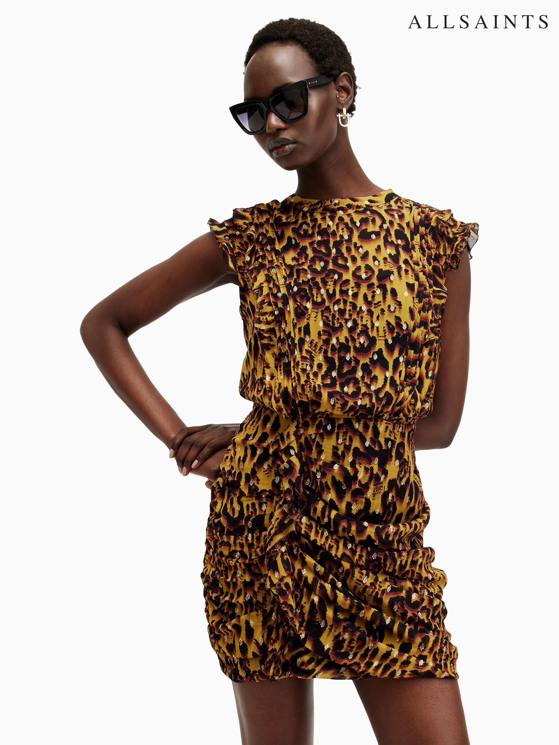 Yellow animal print dress discount
