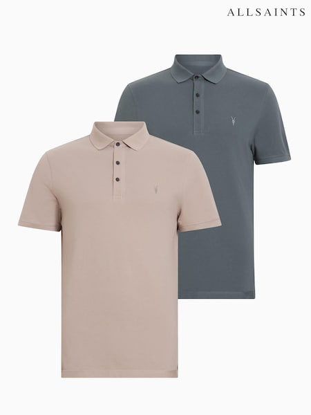 כחול  - Allsaints Reform Shortsleeve Polo Shirt 2 Pack (E97718) | ‏598‏₪