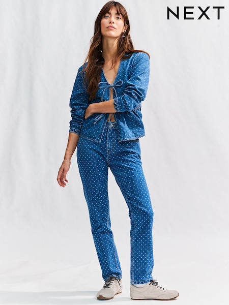 Sininen polkadot - Straight Jeans (E97782) | €47