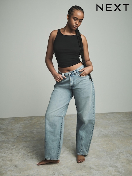 Denim in Bleach-Waschung - Hourglass Darted Knee Barrel 100% Cotton Jeans (E97785) | 52 €
