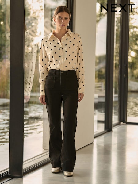 Musta - Patch Pocket Wide Leg Jeans (E97787) | €63