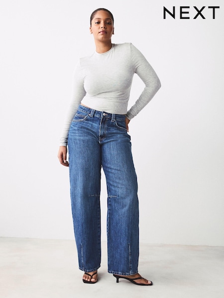 Dark Blue Hourglass Darted Knee Barrel 100% Cotton Jeans (E97788) | €46
