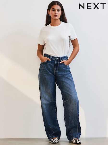 Dark Blue Darted Knee Barrel 100% Cotton Jeans (E97792) | €38