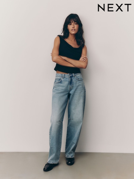 Valkaisuaine - Darted Knee Barrel 100% Cotton Jeans (E97799) | €50