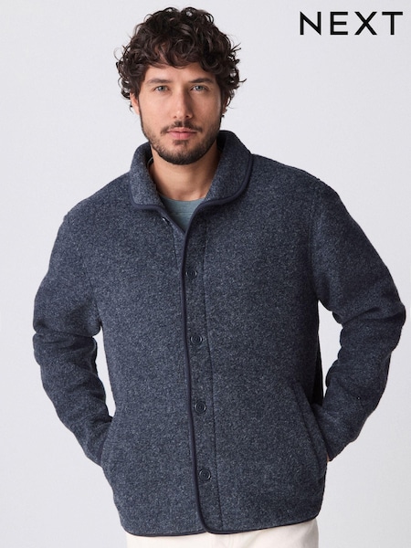 Navy Blue Wool Blend Shawl Cardigan (E97800) | R$ 460