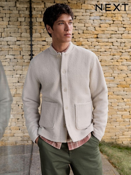Nevtralna bež - Borg Fleece Button Through Cardigan Shacket (E97804) | € 24