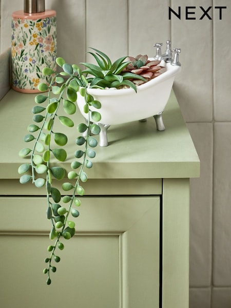 White Artificial Plant Bath Toilet Ornament (E97818) | kr221