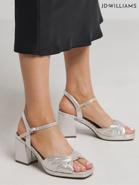 JD Williams Gold Strappy Platform Sandals in Extra Wide Fit (E97837) | €50