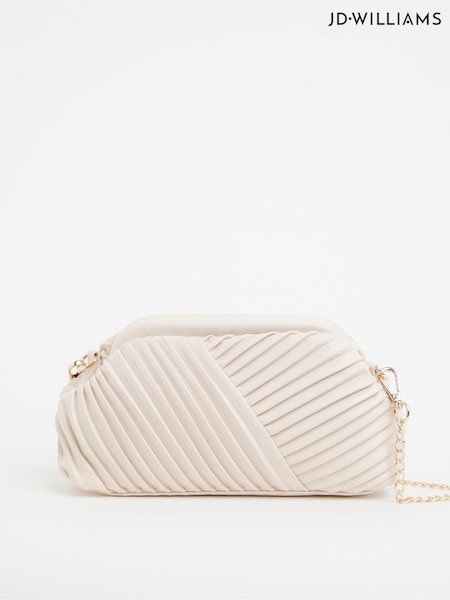 JD Williams Cream Pleated Clutch Bag (E97839) | €39