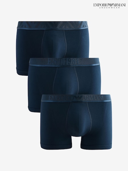 Emporio Armani EA7 Blue Tonal Logo Band Boxers 3 Pack (E97851) | ₪246