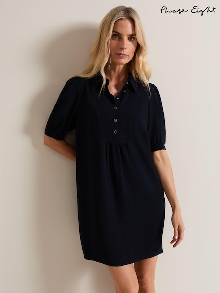 Phase Eight Blue Claudia Button Swing Mini Dress (E97861) | €126