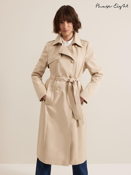 Phase Eight Natural Cheryl Camel Long Fitted Trench Coat (E97863) | ₪950