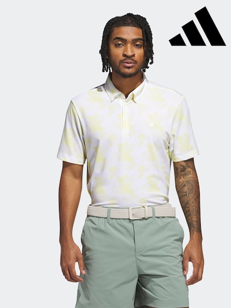 Valkoinen/sitruuna - Adidas Golf Go-to Printed Polo Shirt (E97907) | €79