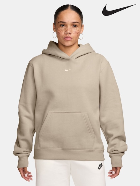Brown - Nike Studio Fleece Pullover Hoodie