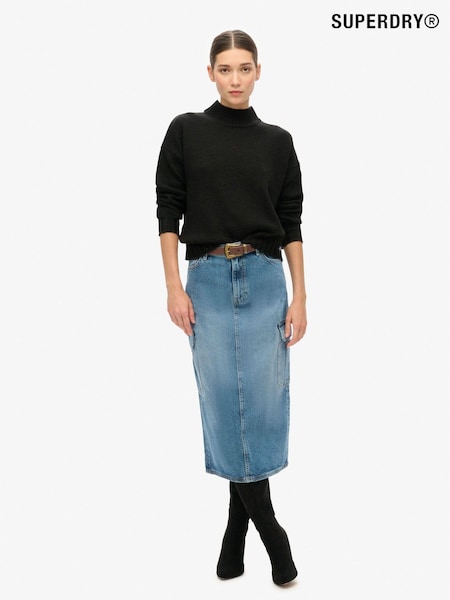 Superdry Denim Cargo Pocket Midi Skirt (E98035) | ‏327‏₪