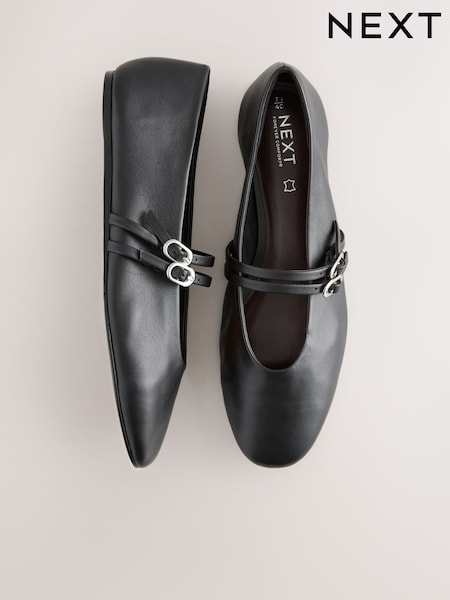 Schwarz - Forever Comfort® Leather Round Toe Mary Jane Shoes (E98058) | 61 €