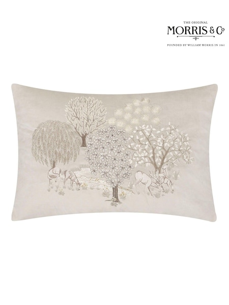 Morris & Co Linen The Brook Embroidered Velvet Braided Cushion (E98110) | €65