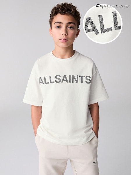 أبيض - smALLSAINTS Oversized Boys Logo Infill Crew T-Shirt (E98123) | ‏109 ر.ق. - ‏129 ر.ق.