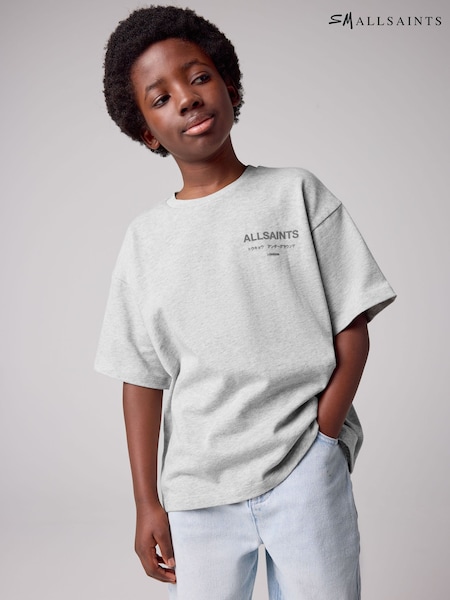 رمادي/رسمة بملمس ناعم - smALLSAINTS Oversized Underground Crew 100% Cotton T-Shirt (E98131) | ‏128 د.إ.‏ - ‏ 151‏ د.إ.