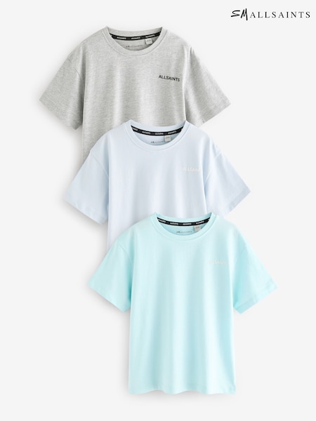 Azul - smALLSAINTS Boys Logo Crew Relaxed 100% Cotton T-Shirts 3 Pack (E98134) | 40 € - 45 €