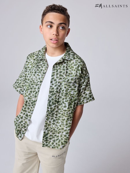 smALLSAINTS Green Camo 100% Cotton Underground Open Collar Boys Printed Short Sleeve Shirt (E98135) | AED175 - AED198