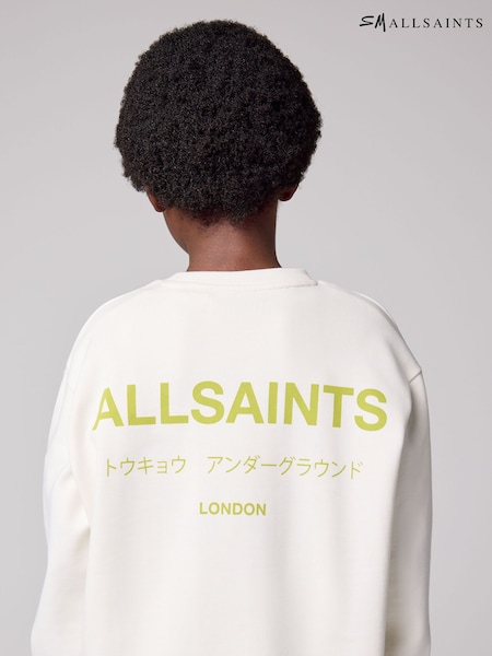 smALLSAINTS Chalk White Oversized Underground Crew Sweatshirt (E98138) | AED175 - AED198