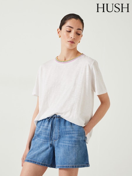 Hush Marta Crochet Trim Relaxed T-Shirt (E98166) | 139 LEI