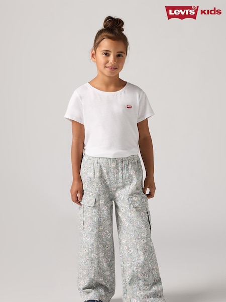 Albastru - Blugi din bumbac cu talie înaltă Levi's Floral Imprimeu Pantaloni largi Pantaloni tip cargo 100% (E98185) | 161 LEI