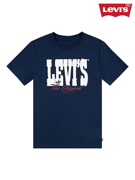 Levi's® Blue Western Cowboy Logo Short Sleeve T-Shirt (E98188) | €12 - €13