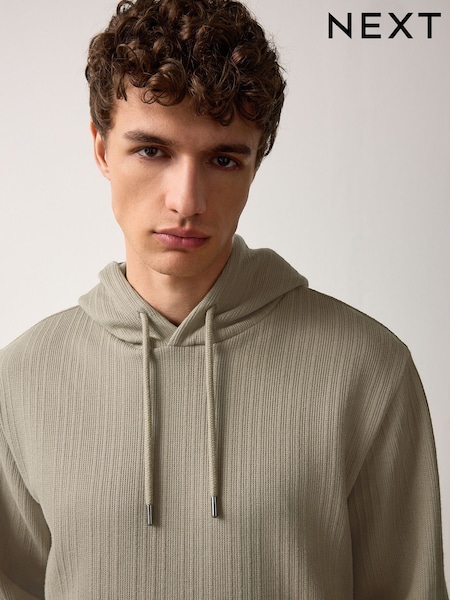 Khaki Green Textured Hoodie (E98272) | €39