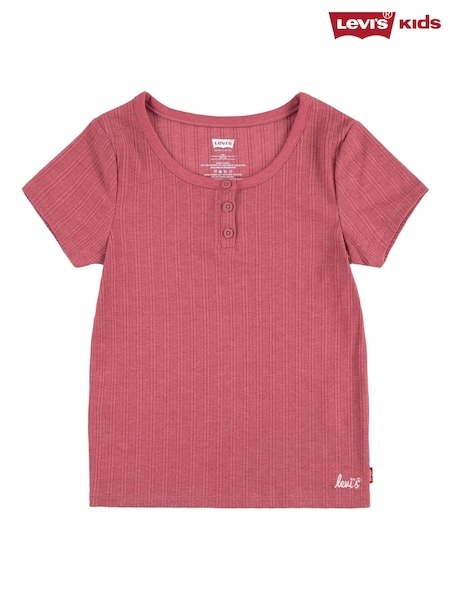 Levi's® Pink Ribbed Short Sleeve T-Shirt (E98312) | AED58 - AED73