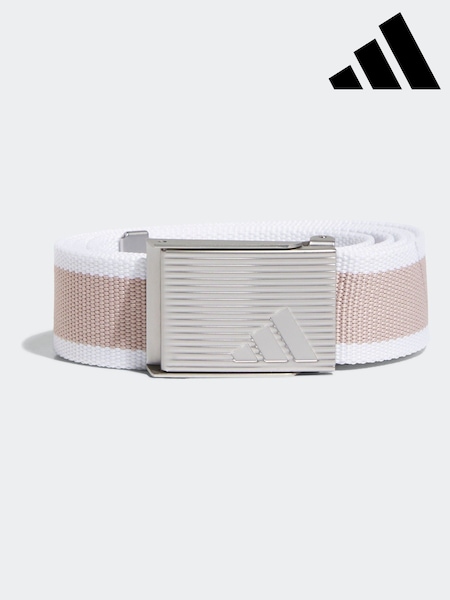 adidas Golf Reversible Striped Webbing White Ground Belt (E98337) | 74 QAR