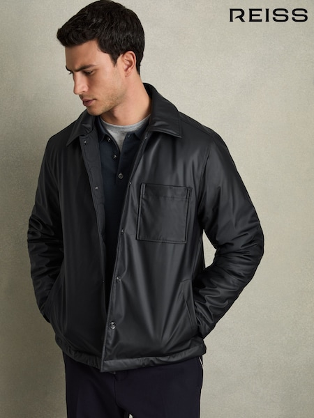 Reiss Navy Hyde Padded Technical Press-Stud Overshirt (E98344) | €195