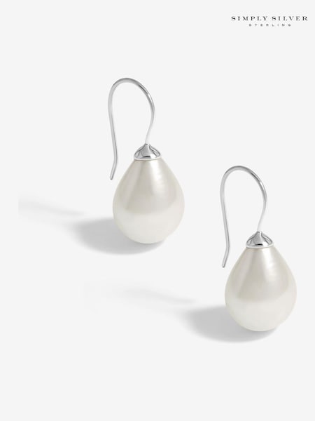 Simply Silver Silver Tone 925 Pearl Classic Fishhook Earrings (E98394) | €42
