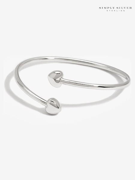 Simply Silver Silver Tone 925 Polished Puff Heart Cuffs Bracelet (E98404) | €93