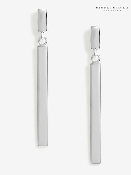 Simply Silver Silver Tone 925 Polished Sleek Stick Drop Earrings (E98408) | €42