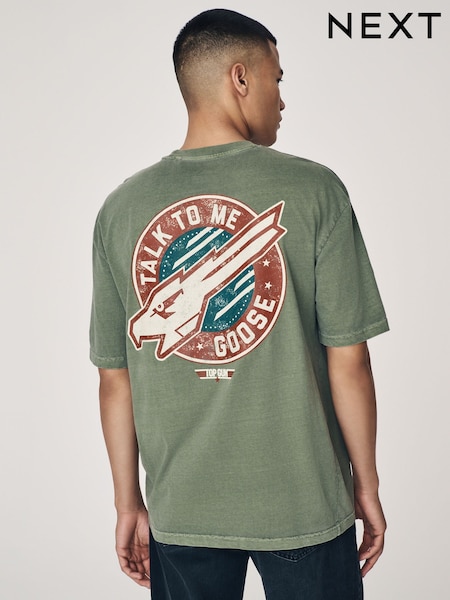 ירוק חאקי - גזרה רגילה - Regular Fit Top Gun License 100% Cotton T-shirt (E98464) | ‏83‏₪